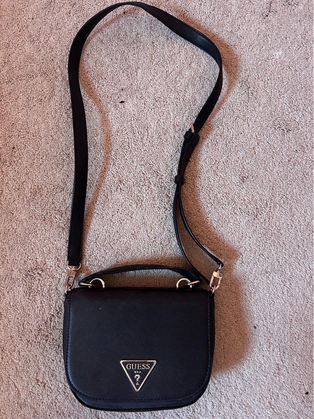 Guess Black & Gold Small Crossbody Bag with Removable Straps